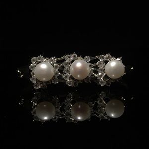 Triple Pearl Butterfly Rhinestone Bracelet